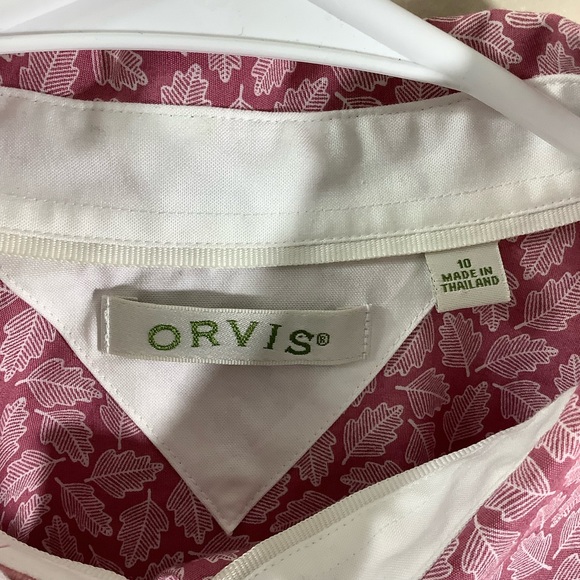 Orvis Women's 10 Cotton Leaf Print Button Front Casual Shirts - Picture 4 of 6